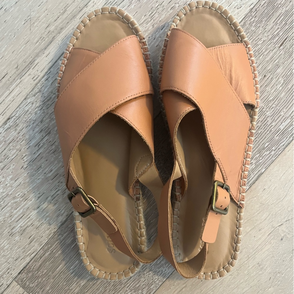 Soludos Eloise Leather Criss Cross Espadrille Sandals Size 10